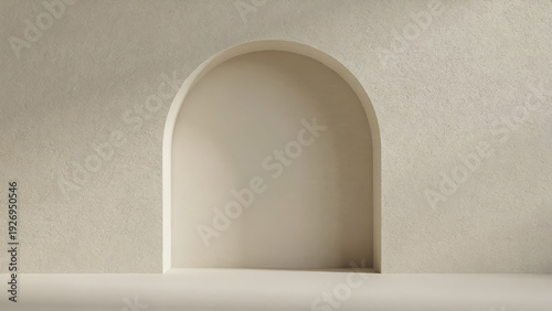 Clean Architectural Arched Niche in a Textured Neutral Wall with Gentle Shadow