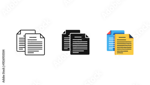 Three colorful file folders with documents isolated on white background for business organization and office management