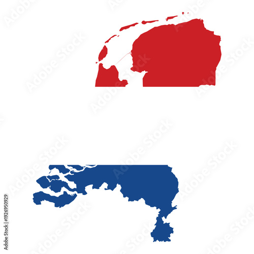 Outline of the Netherlands in the colors of the Dutch flag