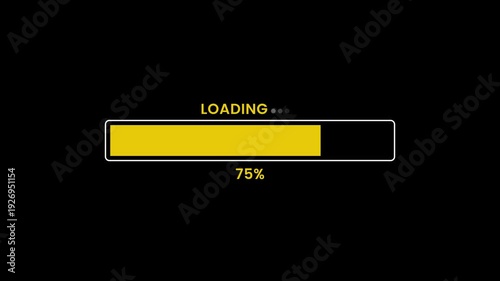 Loading bar animation. Loading progress bar animation from 0 to 100. Abstract loading icon animation. Loading bar and percentage progress loading bar 0-100 percent animation. 