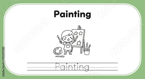 Painting worksheet for kids, art activity page
