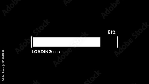 Loading bar animation. Loading progress bar animation from 0 to 100. Abstract loading icon animation. Loading bar and percentage progress loading bar 0-100 percent animation. 