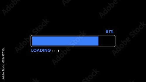 Loading bar animation. Loading progress bar animation from 0 to 100. Abstract loading icon animation. Loading bar and percentage progress loading bar 0-100 percent animation. 
