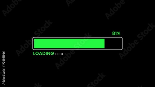 Loading bar animation. Loading progress bar animation from 0 to 100. Abstract loading icon animation. Loading bar and percentage progress loading bar 0-100 percent animation. 