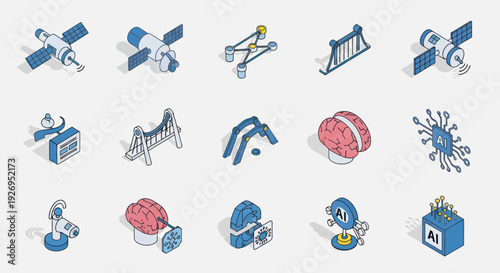 Collection of 3D Icons Representing Various Objects.