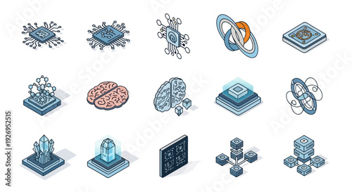 Collection of 3D Icons Representing Technology and Science.
