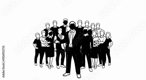 Diverse group of professionals standing together in a unified team formation