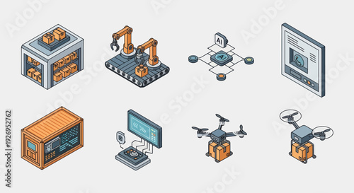Collection of Industrial Robots and Drones.