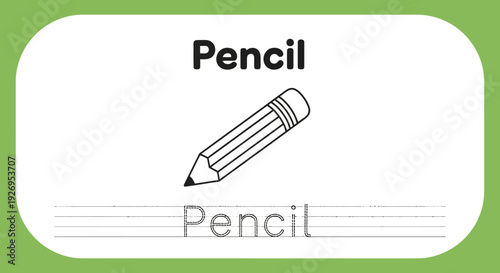 Pencil writing practice worksheet for kids