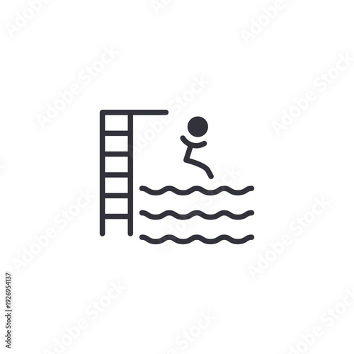 Pool ladder icon representing safe water entry, swimming facility equipment, and recreational aquatic access point.