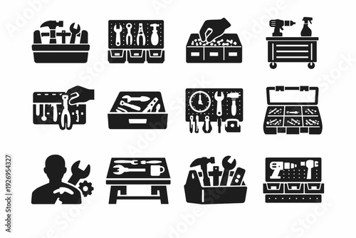 Process image smooth icon efficiency storage simple symbols daily habit generation vector