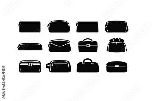 Gusseted image pouch case icon travel vector generation bag makeup simple cosmetic