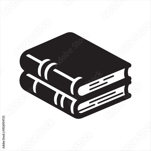 Pair of linked textbooks vector silhouette outline logo design concept illustration