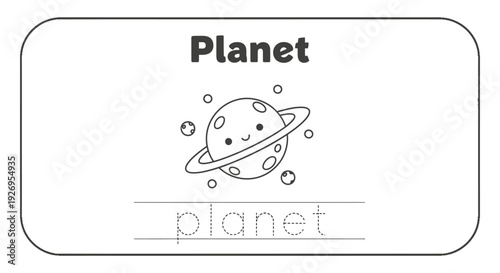 Planet Coloring Page for Kids: Cute Space Illustration