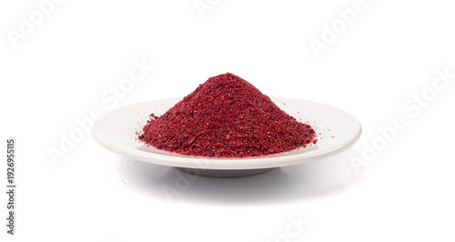 Tableau sur toile Sumac Powder Isolated, Red Sumach Ground Seasoning, Dry Sumak, Crushed Typhina S