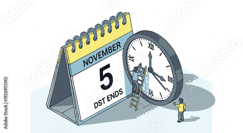 Man adjusts clock on november 5th calendar marking dst ends with seasonal change