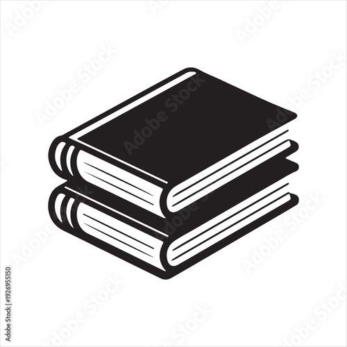 Pair of linked textbooks vector silhouette outline logo design concept illustration