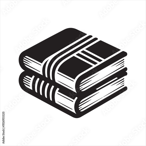 Pair of linked textbooks vector silhouette outline logo design concept illustration