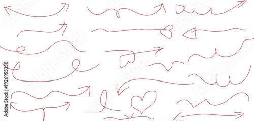 Collection of hand drawn arrows and gestures in various styles