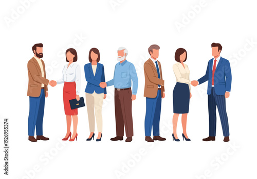 Illustration of business people shaking hands in agreement