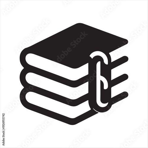 Pair of linked textbooks vector silhouette outline logo design concept illustration
