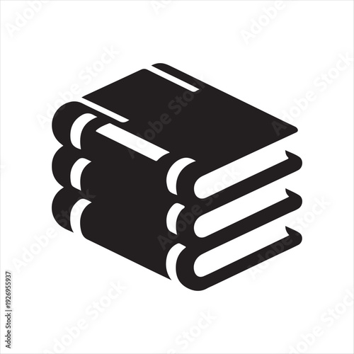 Pair of linked textbooks vector silhouette outline logo design concept illustration