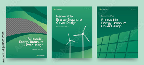 Renewable Energy Brochure Cover Template for Environmental, Sustainability & Eco-Friendly Reports
