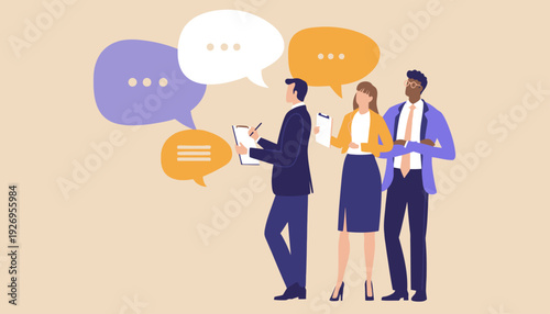 Business team collaborating, sharing ideas, and providing feedback. Engaging in productive communication, teamwork, and strategic planning for project success