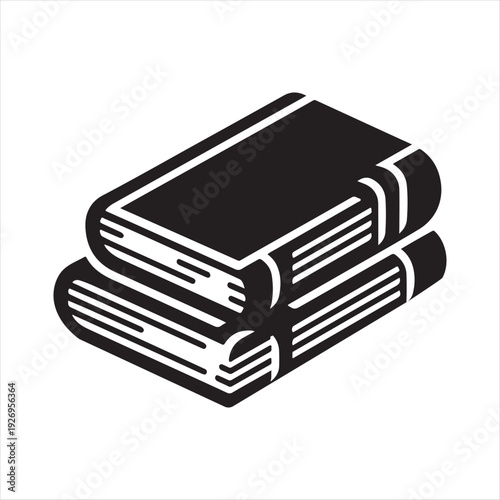 Pair of linked textbooks vector silhouette outline logo design concept illustration