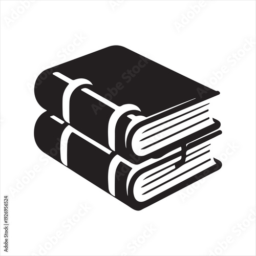 Pair of linked textbooks vector silhouette outline logo design concept illustration