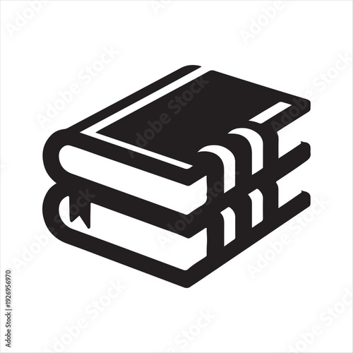 Pair of linked textbooks vector silhouette outline logo design concept illustration