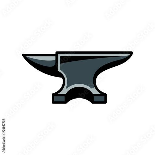 A minimalist vector illustration of a black anvil on a white background