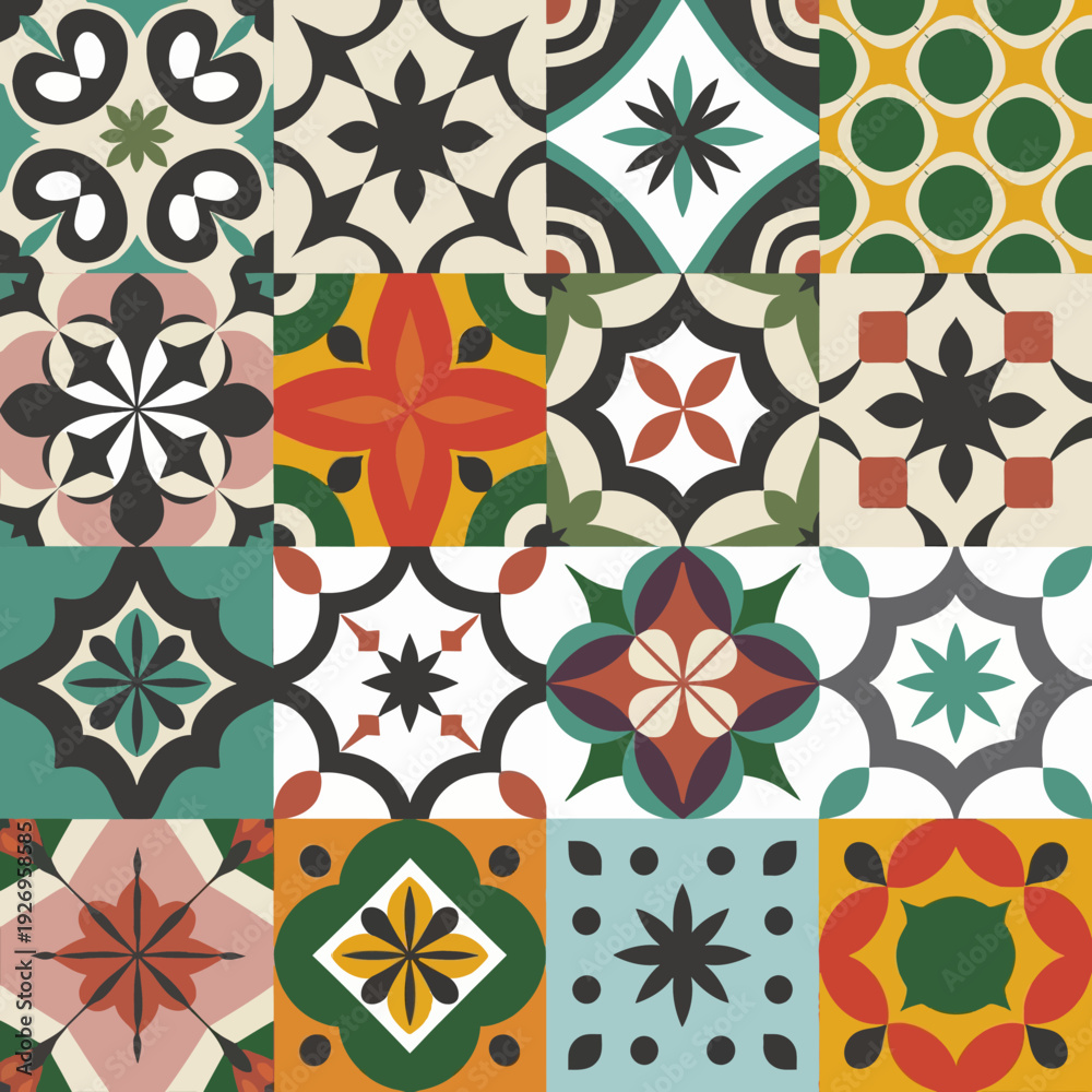 Fototapeta premium vector illustration hires Collection of High-Resolution Abstract Seamless ornament Patterns with Diverse Designs and Textures