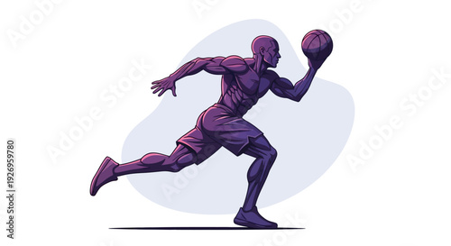 Dynamic Basketball Player in Action Pose Illustration.
