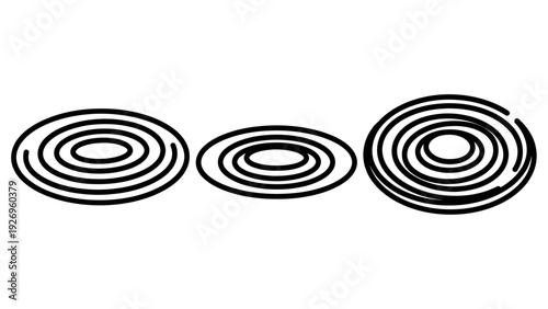Abstract Concentric Oval Rings Design Elements: Modern Black Line Art for Focus, Target, Ripple, or Sound Wave Concepts
