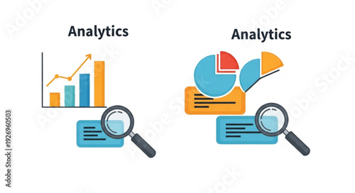 Data analytics visualization with magnifying glass for business insights.