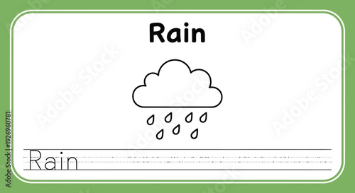Rain Coloring Page: Cloud with Raindrops for Kids