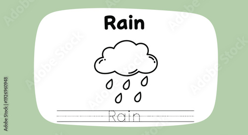 Rain coloring page for kids, weather theme