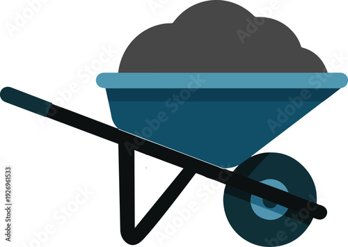Construction Equipment Icon – Landscaping Wheelbarrow Vector – Industrial Tool Illustration - wheelbarrow icon, construction tool vector, building equipment illustration, garden cart icon, constructio
