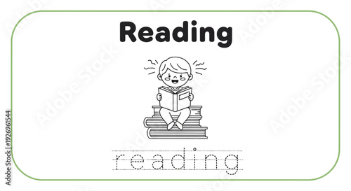 Reading practice worksheet for kids with cute boy illustration