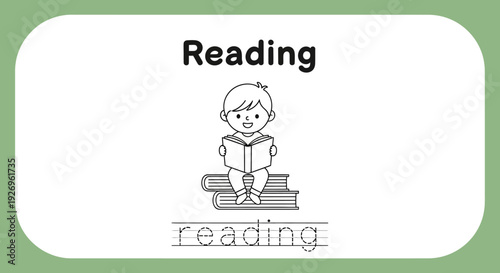 Reading time for kids: boy reading on books