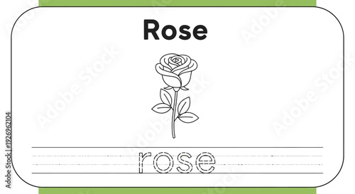 Rose Coloring Page for Kids, Flower Illustration