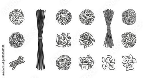 Collection of assorted yarn balls and threads on white background illustration