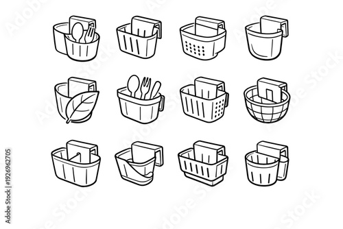 Vector thickness style lightweight utensil outline friendly eco contemporary reduced icon reusable