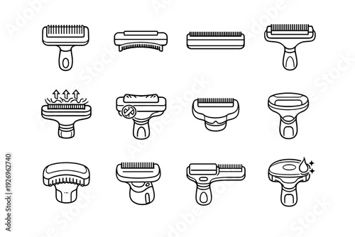 Stainless grooming head geometry outline vector insert design steel pet icon