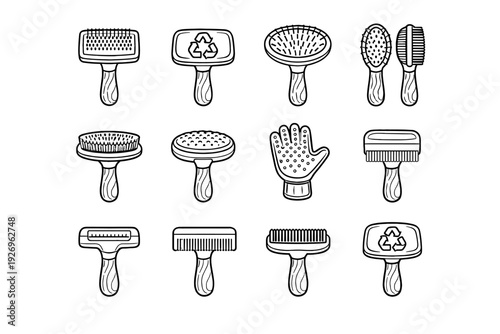 Brush build concept eco vector thickness environmentally icon pet grooming reduced geometry