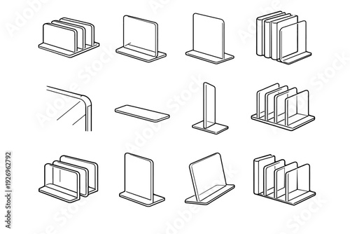 Divider icon transparent stackable clean organizer book acrylic plate smooth vector flat