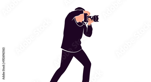 Photographer Capturing Image with Professional DSLR Camera