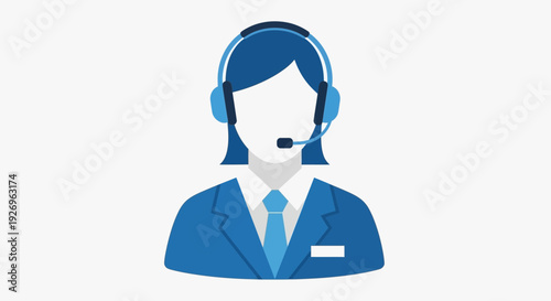 Customer service agent with headset, professional support icon