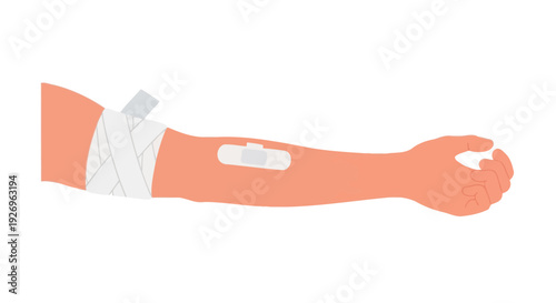 Arm Bandage and Plaster after Injection or Blood Draw